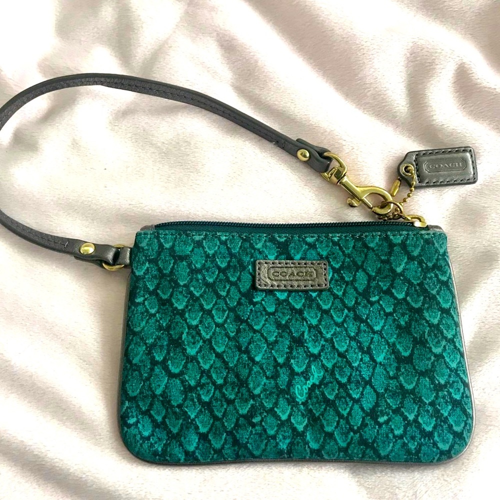Coach Teal Patterned Wristlet